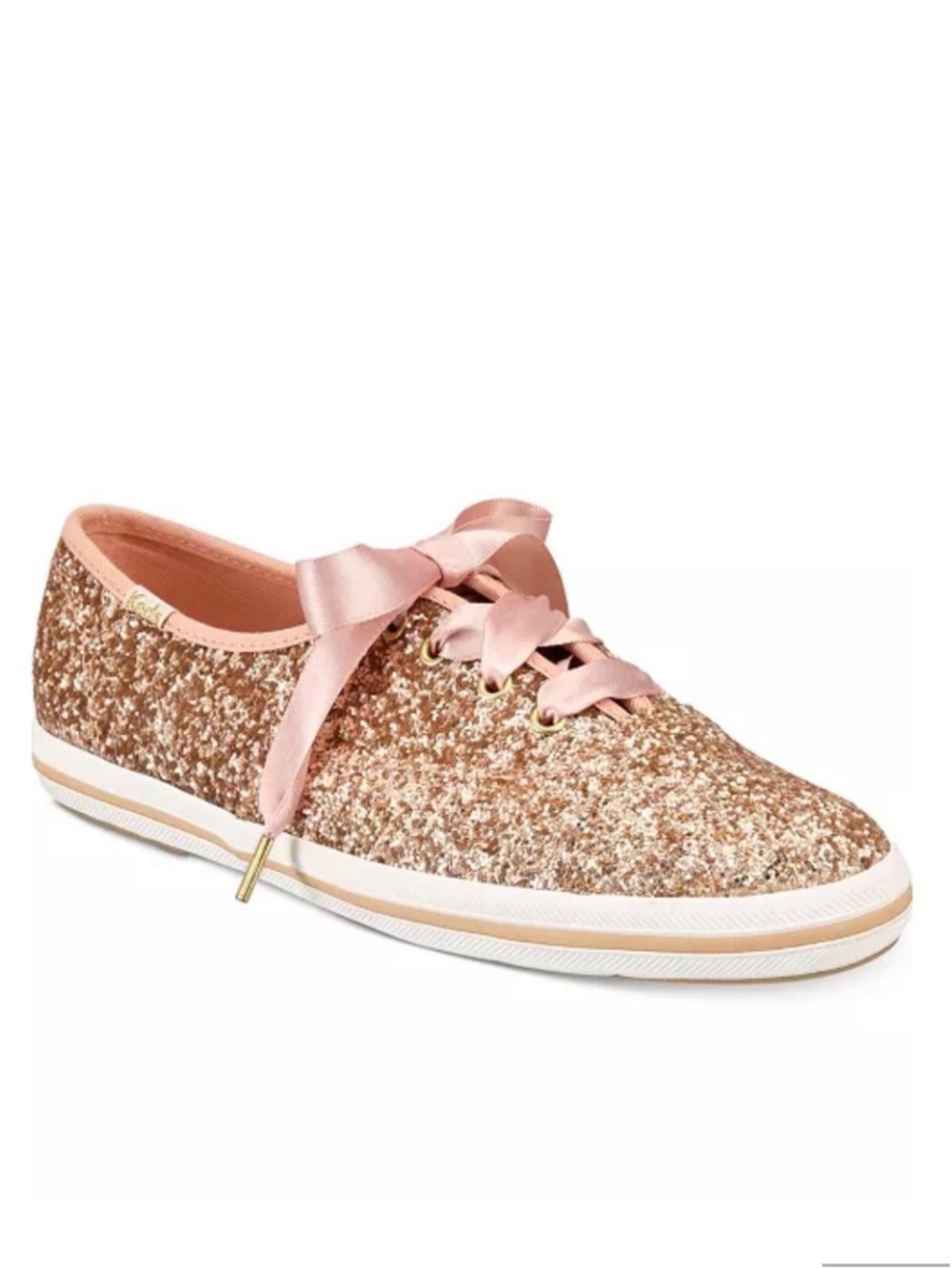 KATE SPADE glitter low-top sneaker in rose gold and pink